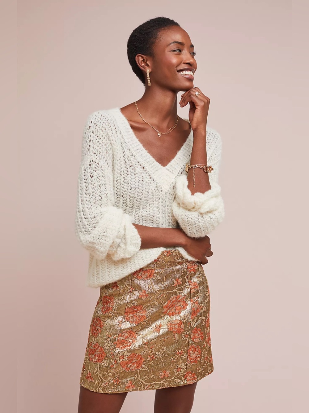Anthropologie-Maeve Brocade Mini Skirt